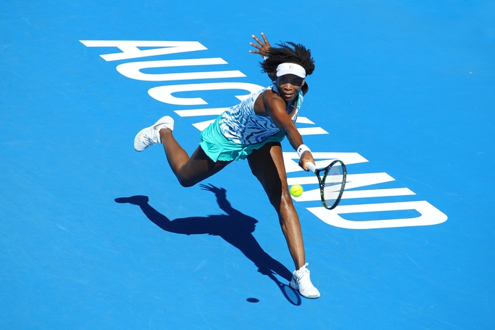 Venus Williams playing during the 2015 ASB Classic