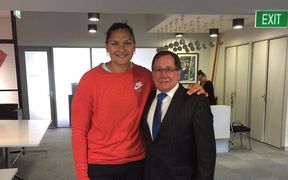 Valerie Adams and Murray McCully.