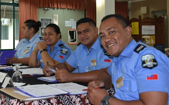 Participants in workshop on gender violence for Pacific police.