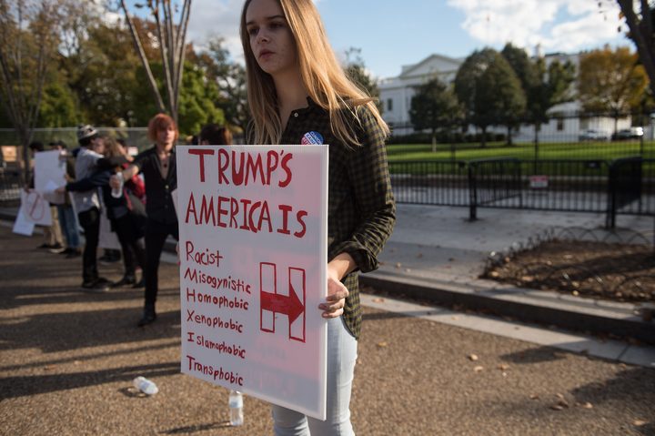 Protesters in front of the White House in Washington, DC.