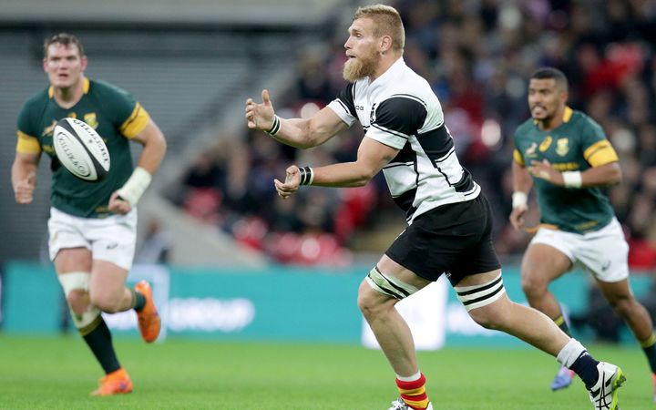 Brad Shield playing for the Barbarians against the Springboks in 2016