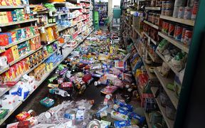 The quake threw groceries off shelves and broke wine bottles at the Culverden 4 Square store.