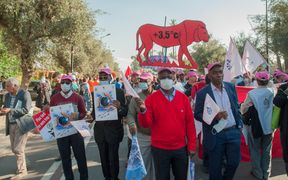 Moroccan and international activists call for environmental action on the sidelines of the COP22 climate conference, Marrakech, Morocco.