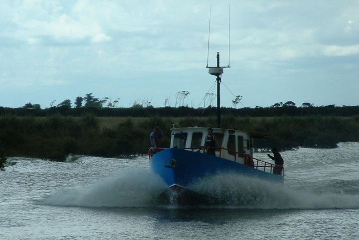 The Francie, a fishing charter vessel thought to have got into trouble on the Kaipara Harbour.