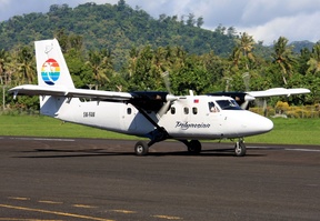 A Polynesian Airlines Twin Otter aircraft at Fagali'i Airport. 