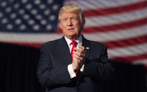 Donald Trump arrives to speak at a USA Thank You Tour 2016 at the Giant Center on December 15, 2016 in Hershey, Pennsylvania.