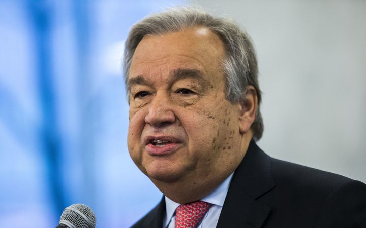 New UN Secretary General Antonio Guterres addresses staff in January.