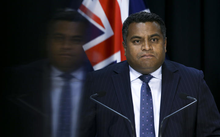 Minister for Broadcasting, Communications and Digital Media Kris Faafoi speaks during a media conference at Parliament on 23 April 2020