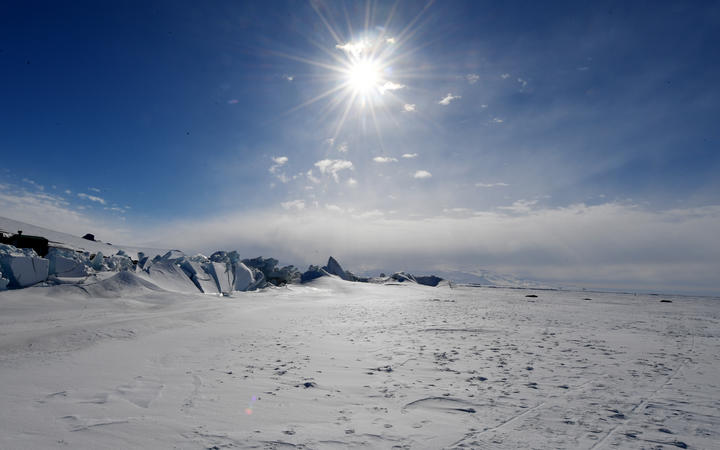 A frozen section of the Ross Sea at the Scott Base in Antarctica on November 12, 2016.