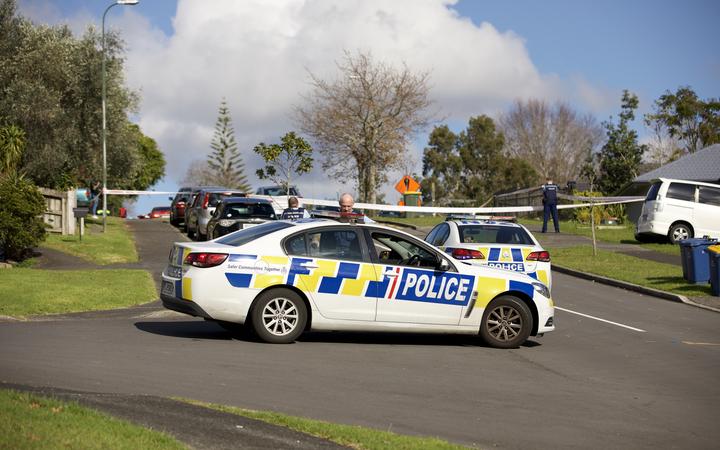 Officers at the scene of a police shooting in Massey, Wellington, 19 June 2020.