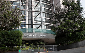 The Grand Millennium Hotel, which is being used as a managed isolation facility, in Auckland CBD.