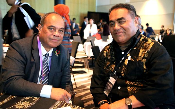 Chris Cocker, with NZ's Minister for Pacific Peoples Aupito William Sio during last years Indo-Pacific summit at Skycity 