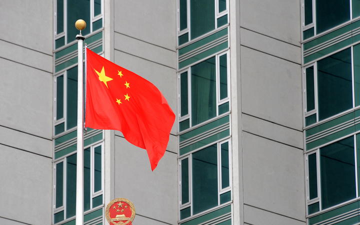 The Chinese flag flies outside the consulate on June 4, 2009 in New York. 