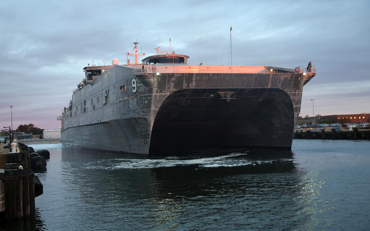 The expeditionary fast transport ship USNS City of Bismarck