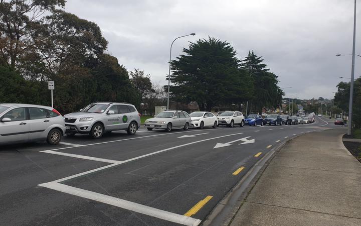 In Northcote, cars were bumper to bumper as congestion built around College Rd, where there is a Covid-19 testing site.