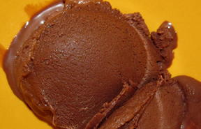 Scoop of chocolate ice cream.