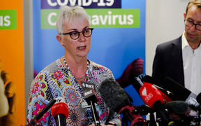 Canterbury DHB chief medical officer Dr Sue Nightingale and Director-General of Health Ashley Bloomfield who confirmed eight cases of Covid 19 at a press conference in Christchurch.