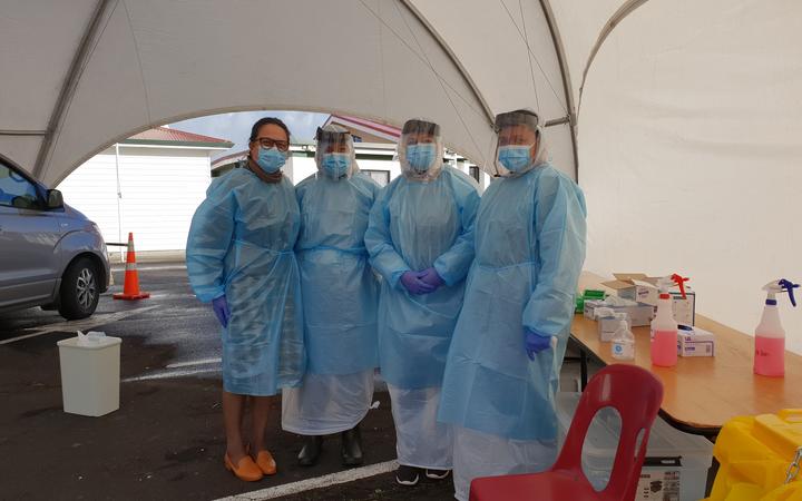 South Seas Healthcare nurses at the pop up testing centre near the Manukau Samoan Methodist Church.