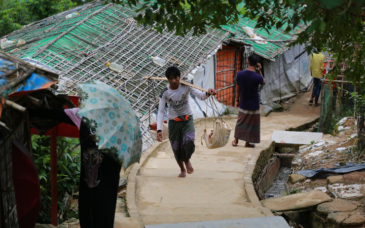 Rohingya people are seen at Jamtoli refugee camp at Ukhia in Cox's Bazar in Bangladesh on August 23, 2020.