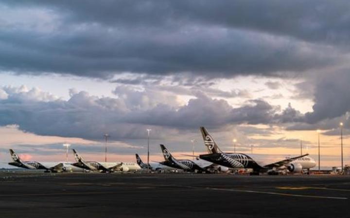 Air New Zealand planes parked up at Auckland Airport during the Covid-19 pandemic.