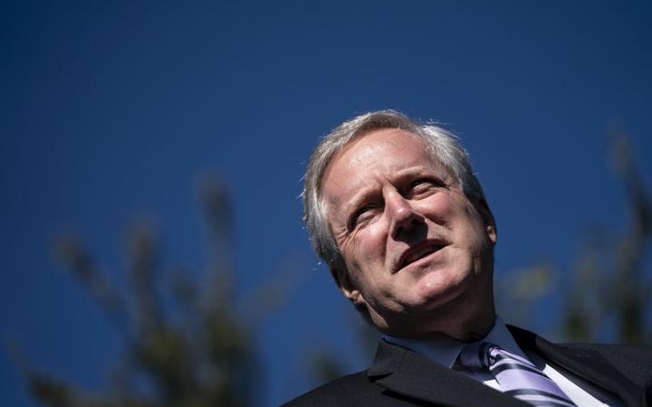 WASHINGTON, DC - OCTOBER 02: White House Chief of Staff Mark Meadows speaks to reporters about President Trump's positive coronavirus test outside the West Wing of the White House on October 2, 2020 in Washington, DC.