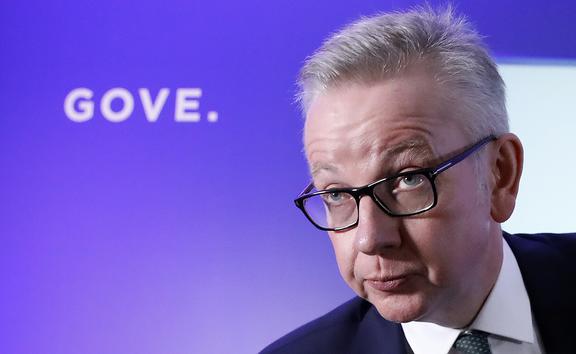 Britain's Environment, Food and Rural Affairs Secretary Michael Gove launches his Conservative Party leadership campaign in London on 10 June 2019.