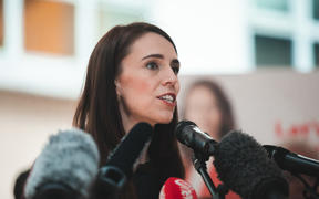 Jacinda Ardern. Labour members were in Lower Hutt today to visit Abstract Designs in Petone, do a walkabout in Queesngate Mall, and then went to a rally at in Wellington at Victoria University. 13 Oct 2020.