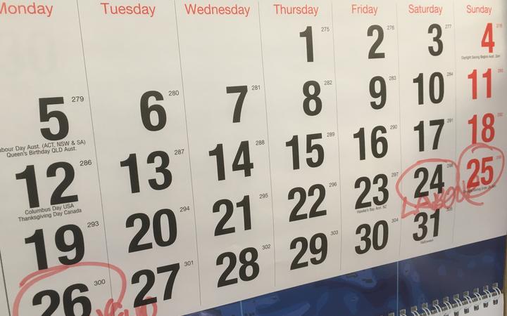 Labour Weekend 2020 on Calendar
