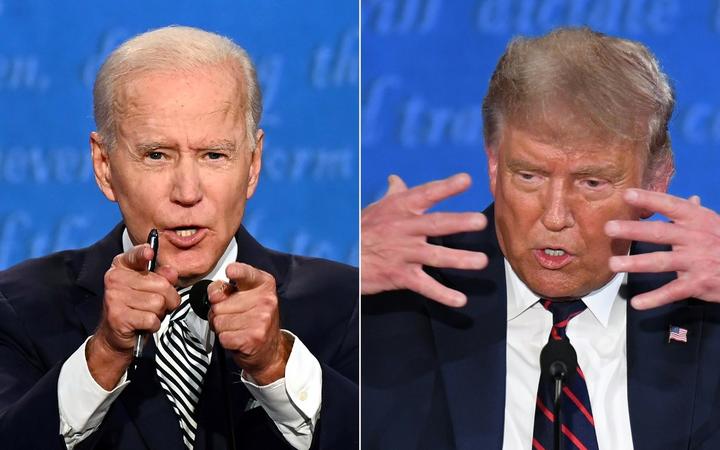 Democratic Presidential candidate and former US Vice President Joe Biden (L) and US President Donald Trump speaking during the first presidential debate at the Case Western Reserve University and Cleveland Clinic in Cleveland, Ohio 