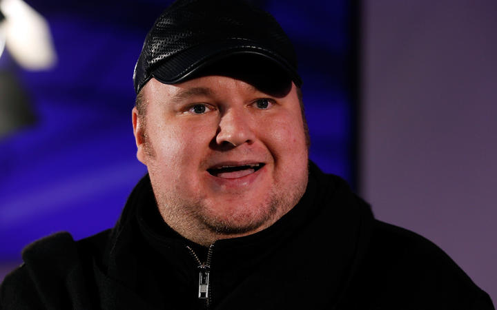 Kim Dotcom pictured in 2014 (speaking to Internet Party followers on September 20, 2014 in Auckland, New Zealand)