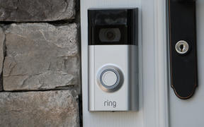 Ring video doorbell owned by Amazon. manufactures home smart security products allowing homeowners to monitor remotely via smart cell phone app. 