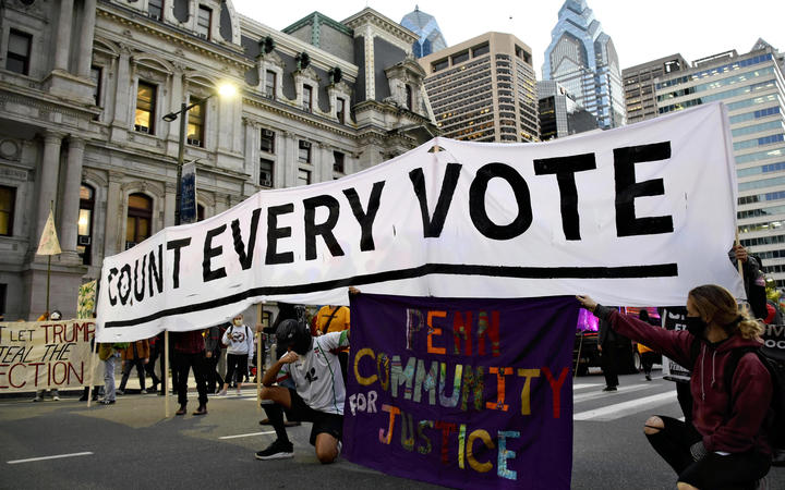 People demand to count every vote of U.S. presidential election in Philadelphia, Pennsylvania