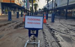 Emerson St, Napier, covered in silt on 10 November after torrential rain the day before.