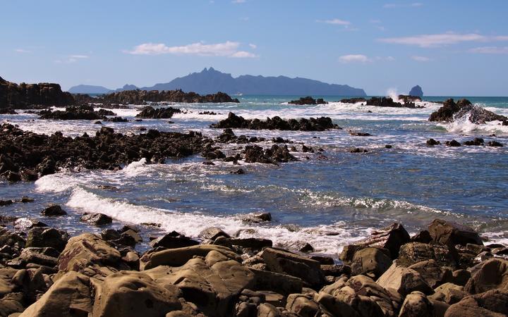 Mangawhai Heads with Taranga Island in the background.