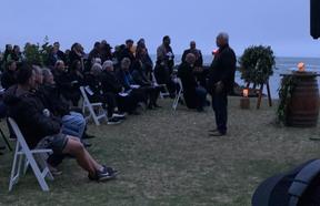People gathered for a dawn service to mark one year since the eruption on Whakaari.