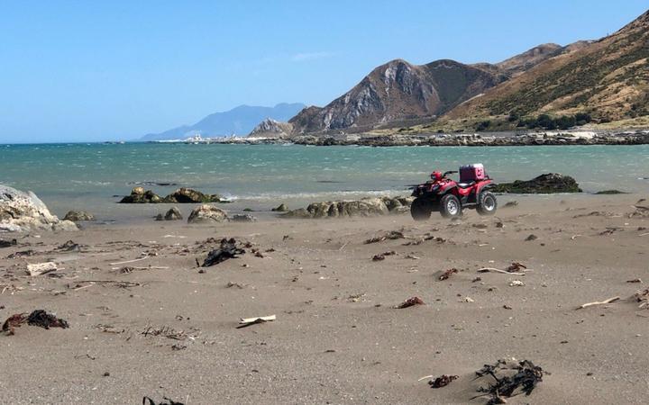 Garry and Mandy Ham drove their quad bikes out to Ward Beach and were told off.