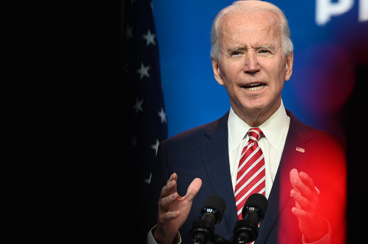 US President-elect Joe Biden pictured on 16 November 2020.