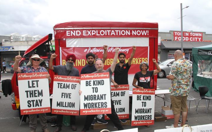 People at the Pathway to Residency petition in Auckland.