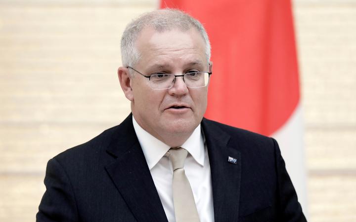 Australia's Prime Minister Scott Morrison speaks during a joint news conference in Japan on November 17, 2020.