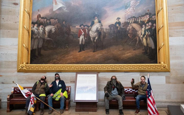 US President Donald Trump supporters protest in the Capitol