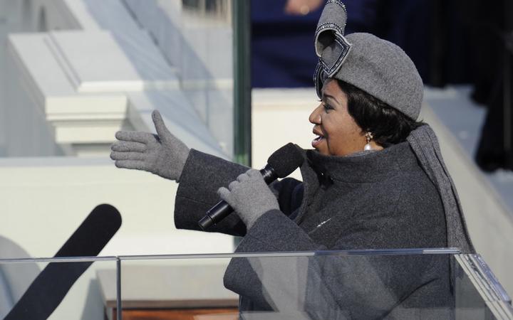 US singer Aretha Franklin performs during the inauguration of President Barack Obama at the Capitol in Washington on January 20, 2009.       
