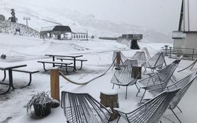 Tuesday morning snowfall at Otago's Cardrona Alpine Resort put a stop to summer activities like hiking and moutain karting.