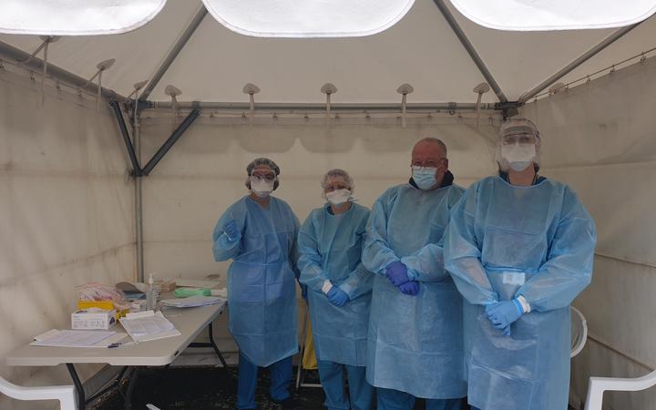 Staff at a pop-up community testing centre for Covid-19 in Levin.