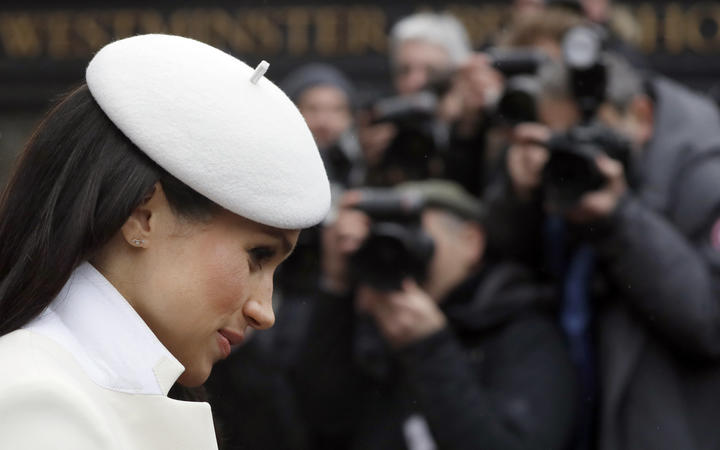 Photographers focus on former actress Meghan on March 12, 2018 after the announcement of her engagement to Prince Harry.