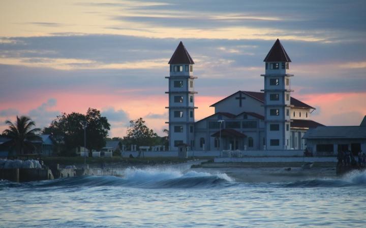 Tuvalu seafront, less than 13,000 people live on the Pacific Island country's nine islands.