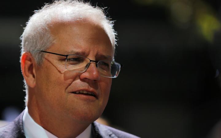 Australian prime minister Scott Morrison is pictured after attending a church service at St Andrews Cathedral in Sydney on 11 April 2021.