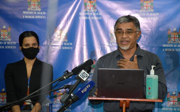 Fiji health officials Dr Aalisha SahuKhan, left, and Dr James Fong.