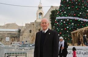 Brother Peter Bray in Manger Square, Bethlehem