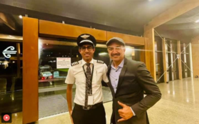 Air NZ pilot Kiran Parbhu with Matai Rangi Smith