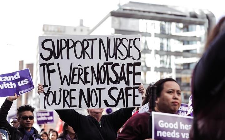 The Auckland nurses protest on 9 June 2021.